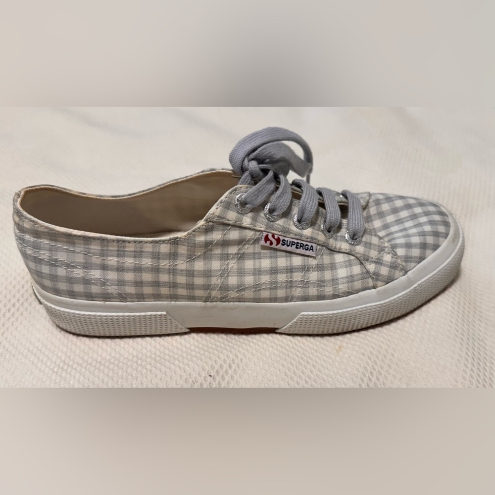 Superga 2750 Cotu Sneaker in Grey/White Gingham - size 37